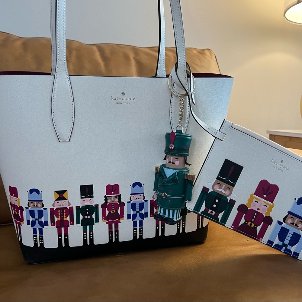 Kate Spade Nutcracker Tote with wristlet and charm